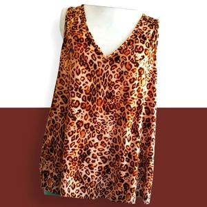 V-neck Swing Tank Leopard Print by French Grey 2X